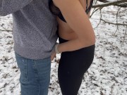 Wife gets huge public double creampie in snow storm from husband and friend / Sloppy seconds 3/16