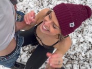 Wife gets huge public double creampie in snow storm from husband and friend / Sloppy seconds 6/16