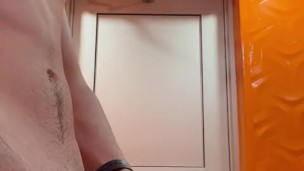 Stroking My BWC In College Bathroom
