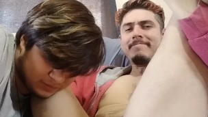 I help my friend Tabasco to experiment with his tigth anus