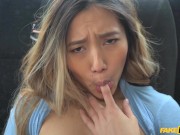 FakeTaxi - Cute Asian babe with sexy natural body and plump ass is desperate to pee before sucking and riding a hard dick 9/16