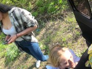 Brunette Makes Her Friend To Suck Stranger 3/16