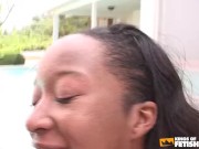 Sexy black chick gets deep pussy fuck from a tattooed dude with big dick outdoor 8/16