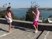 Fucked a cute girl and her boyfriend after meeting on the street 1/16