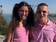 Fucked a cute girl and her boyfriend after meeting on the street 2/16