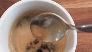 Coffee for girl with cream from fresh cum 🍌💦