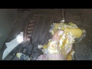 Pedal stomping raw eggs and Twinkies barefoot in my truck (front & back view) 13/16