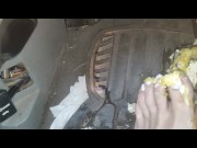 Pedal stomping raw eggs and Twinkies barefoot in my truck (front & back view) 14/16