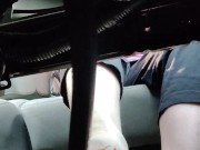 Pedal stomping raw eggs and Twinkies barefoot in my truck (front & back view) 9/16