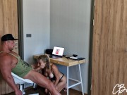 My girlfriend gave me a surprise by blowing me under the table and spreading her ass for my big dick 4/16