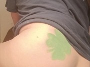 Butt plug stretches tiny ass