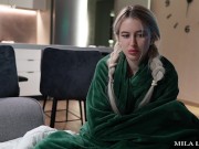 Sharing The Bed With StepSister on Vacation. She Got Scared and Got Cum on Her Panties 4/16