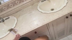 I put her in the university bathroom so she can give me a great blowjob she's such a bitch