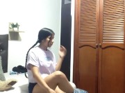 beautiful girl comes from a party and changes her clothes 7/16