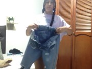 beautiful girl comes from a party and changes her clothes 9/16