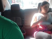 Natural Latina gets horny in the Uber and touches her pretty tits and fingers her pussy 2/16