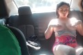 Natural Latina gets horny in the Uber and touches her pretty tits and fingers her pussy