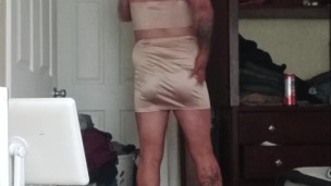 Gold dress and heels crossdresser