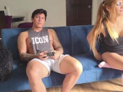 My cuckold girlfriend's sister gives me a blowjob while my girlfriend watches us and masturbates 3/16