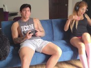 My cuckold girlfriend's sister gives me a blowjob while my girlfriend watches us and masturbates 4/16