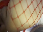 Double penetration of a petite Japanese girl with a huge dildo and cum in mouth 12/16