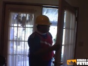 Sick patient bangs his Asian nurse with pierced pussy and invites the delivery man to join them 12/16