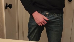 Hung skinny guy playing with his dick