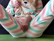 schoolgirl with small tits in pajamas masturbate pussy and squirting orgasm 5/16