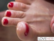 The man pounds the busty babe's shaved pussy in spooning, his hard thrusts elicit fervent moans from the lady in his arms. Af 3/16