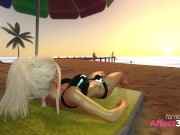 Big tits futanari babe fucking a black guy on a beach in a 3d animation 3/16