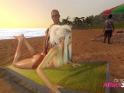 Big tits futanari babe fucking a black guy on a beach in a 3d animation 4/16