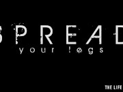 Long legs spread wide as she masturbates with a vibrating wand 3/16