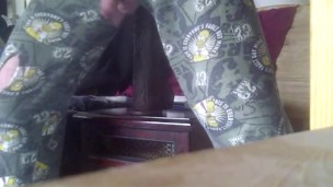 PV Riding Long Thick Black Dildo to the Balls