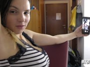 Huge Natural Boobs babe BTS Video and making Selfie 2/16