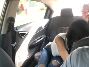 I give my boyfriend a wonderful blowjob in the back seat of the Uber 1/16