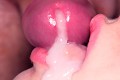 Ultra close up cum in her mouth! She lazy teases dick with lips and tongue, all face covered in cum