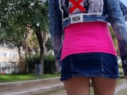 Ripped tights walking Sexy ass on Public