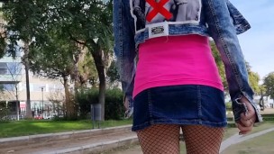Ripped tights walking Sexy ass on Public