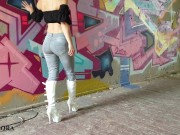 Perfect Ass in Tight Jeans & Boots ASMR Walking 12/16