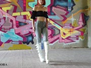 Perfect Ass in Tight Jeans & Boots ASMR Walking 3/16