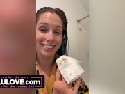 Big boobs babe behind the scenes cum on ass cleanup, naked dick pic rating, public club, goofy nude joking - Lelu Love 12/16