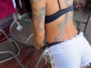 Fucking in a public camp! creampie, feetjob and hard sex 3/16