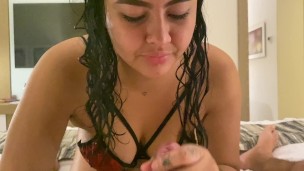 Oil massage in Colombia turns into a blowjob (POV)... With hot Colombian babe Danna Velez