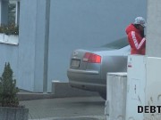 DEBT4k. Gal with tattoo on shoulder pays off the debt using her pussy 3/16