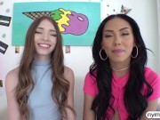 NYMPHO Horny nymphos Myra Moans & Bianca Bangs take turns getting stuffed by a thick dick 3/16