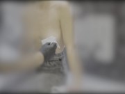 Sexy wife piercing her nipples in a piercing studio. Close up. 1/16