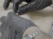 Sexy wife piercing her nipples in a piercing studio. Close up. 14/16