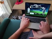 My Step Sister won't let me Play FIFA because she wants to play with my DICK. Big Tits 3/16