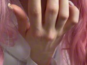 In stockings and a shirt, she touches a horny pussy through panties 16/16