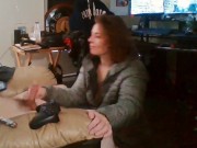 Heather Kane Milks in College Dorm wearing Gray Northface! 16/16